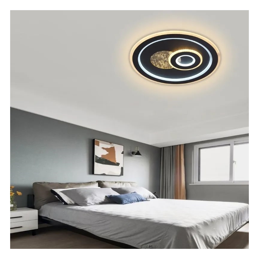 LED Zatemnitvena stropna svetilka LED/95W/230V 3000-6500K črna + Daljinski upravljalnik