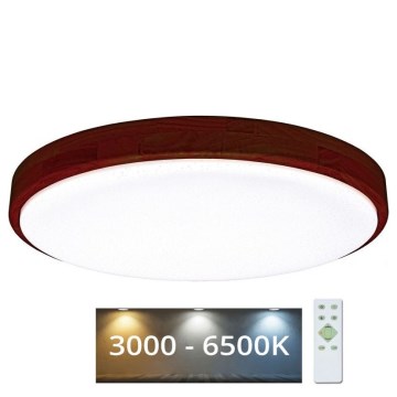 LED Zatemnitvena stropna svetilka LENA LED/60W/230V 3000-6500K hrast + Daljinski upravljalnik