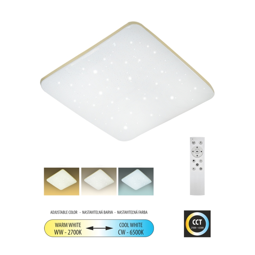 LED Zatemnitvena stropna svetilka MANA LED/36W/230V 2700-6500K 43x43 cm + Daljinski upravljalnik