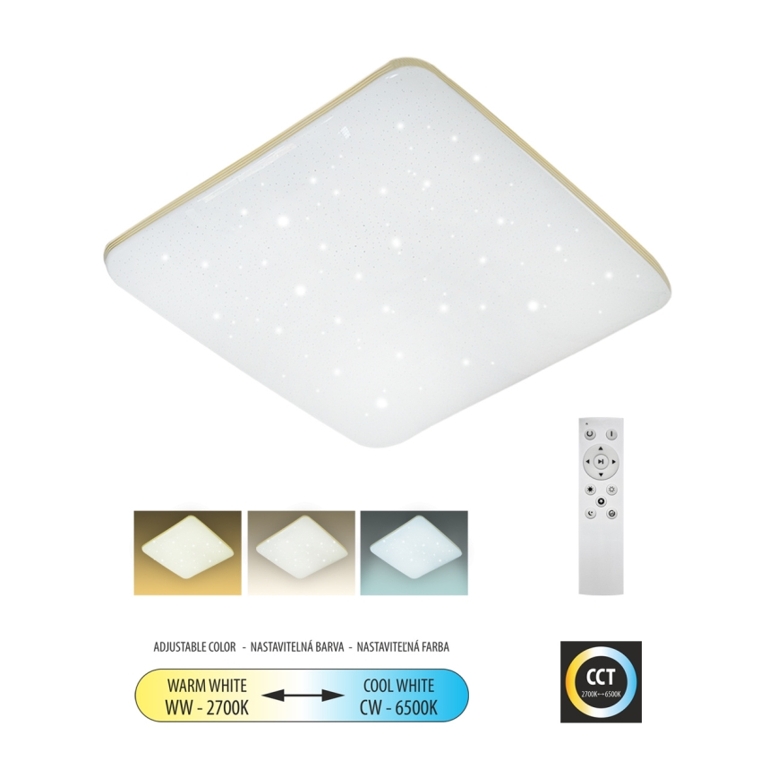 LED Zatemnitvena stropna svetilka MANA LED/60W/230V 2700-6500K 53x53 cm + Daljinski upravljalnik