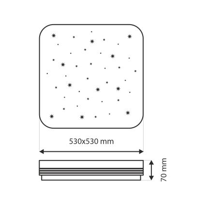 LED Zatemnitvena stropna svetilka MANA LED/60W/230V 2700-6500K 53x53 cm + Daljinski upravljalnik