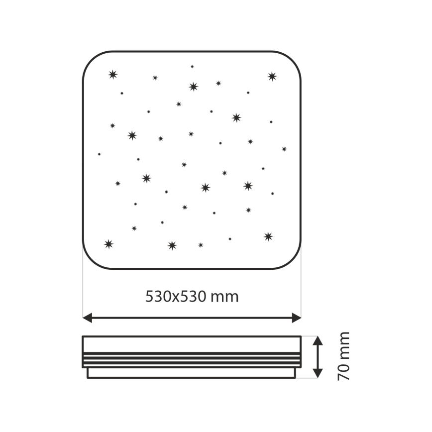 LED Zatemnitvena stropna svetilka MANA LED/60W/230V 2700-6500K 53x53 cm + Daljinski upravljalnik
