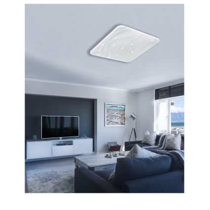 LED Zatemnitvena stropna svetilka NERIS LED/60W/230V 2700-6500K 53x53 cm + Daljinski upravljalnik