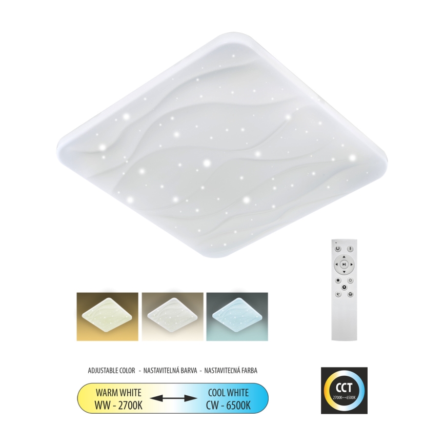 LED Zatemnitvena stropna svetilka NERIS LED/60W/230V 2700-6500K 53x53 cm + Daljinski upravljalnik