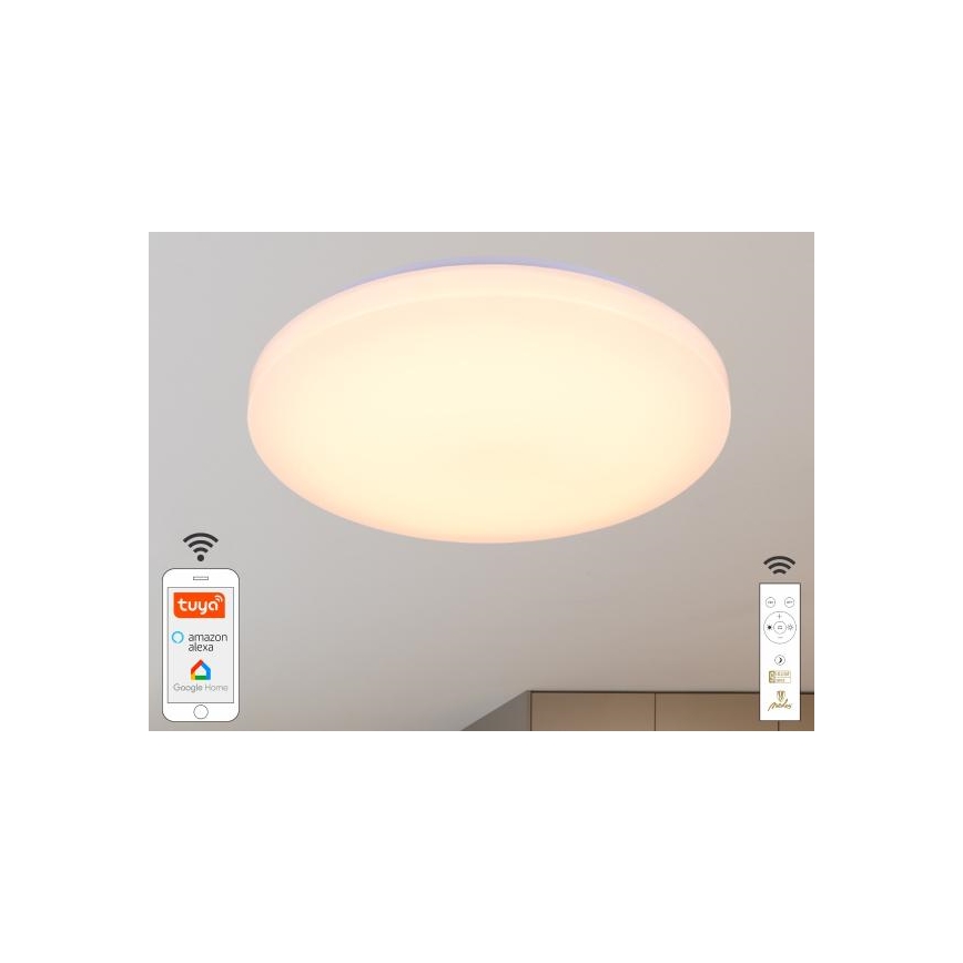 LED Zatemnitvena stropna svetilka OPAL LED/48W/230V 2700-6500K Wi-Fi Tuya bela + Daljinski upravljalnik
