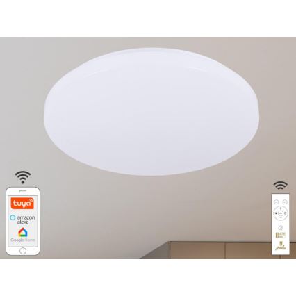 LED Zatemnitvena stropna svetilka OPAL LED/48W/230V 2700-6500K Wi-Fi Tuya bela + Daljinski upravljalnik