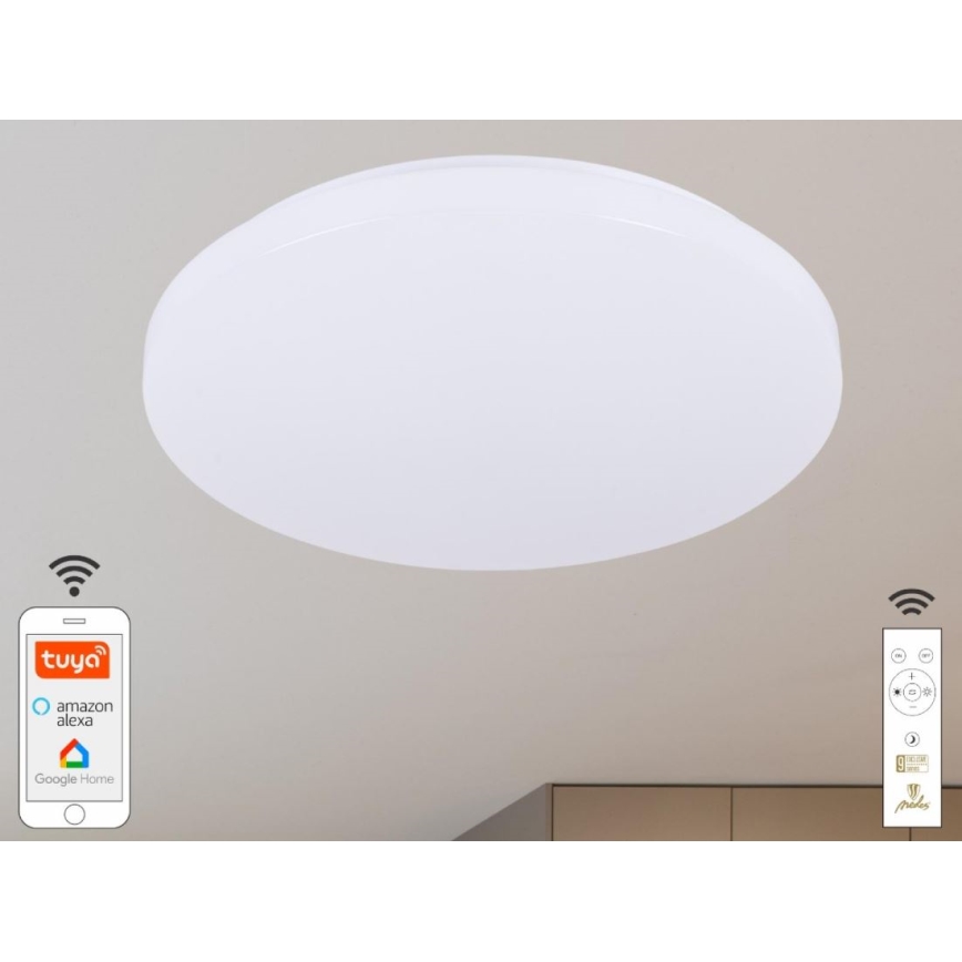 LED Zatemnitvena stropna svetilka OPAL LED/48W/230V 2700-6500K Wi-Fi Tuya bela + Daljinski upravljalnik