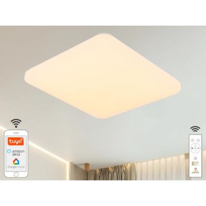 LED Zatemnitvena stropna svetilka OPAL LED/48W/230V 2700-6500K Wi-Fi Tuya bela + Daljinski upravljalnik