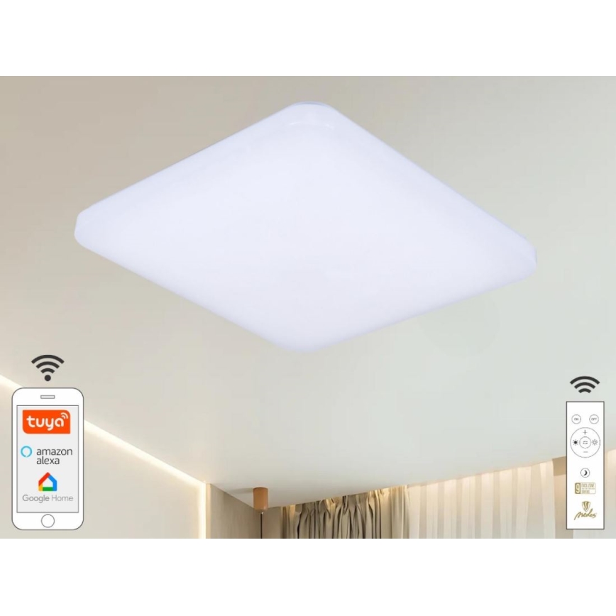LED Zatemnitvena stropna svetilka OPAL LED/48W/230V 2700-6500K Wi-Fi Tuya bela + Daljinski upravljalnik