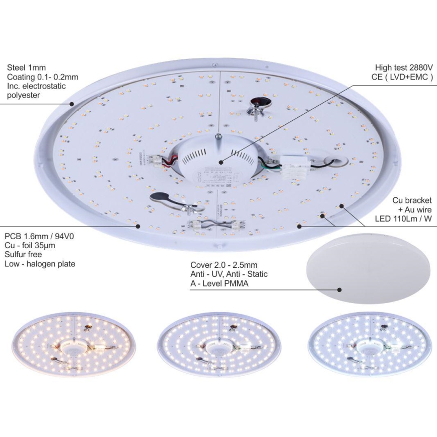 LED Zatemnitvena stropna svetilka OPAL LED/50W/230V + Daljinski upravljalnik