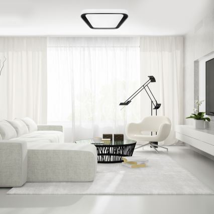 LED Zatemnitvena stropna svetilka QUADRO LED/66W/230V 3000-6000K bela/črna + Daljinski upravljalnik