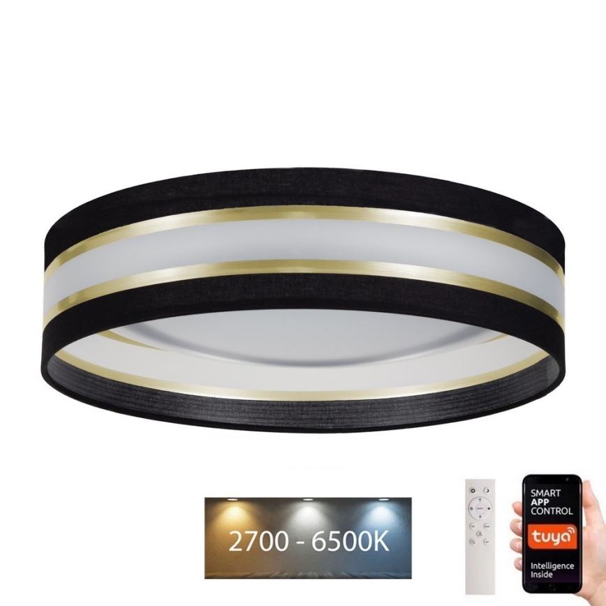 LED Zatemnitvena stropna svetilka SMART CORAL LED/24W/230V Wi-Fi Tuya črna + Daljinski upravljalnik