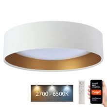 LED Zatemnitvena stropna svetilka SMART GALAXY LED/36W/230V pr. 55 cm 2700-6500K Wi-Fi Tuya bela/zlata + Daljinski upravljalnik