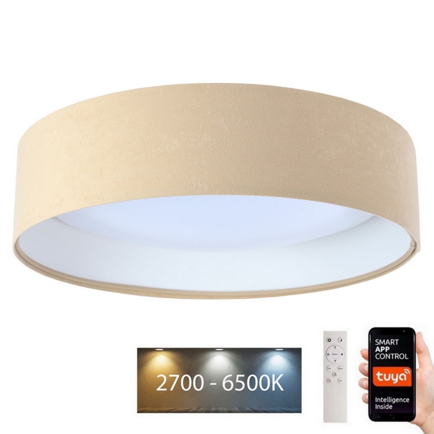 LED Zatemnitvena stropna svetilka SMART GALAXY LED/36W/230V pr. 55 cm 2700-6500K Wi-Fi Tuya bež/bela + Daljinski upravljalnik