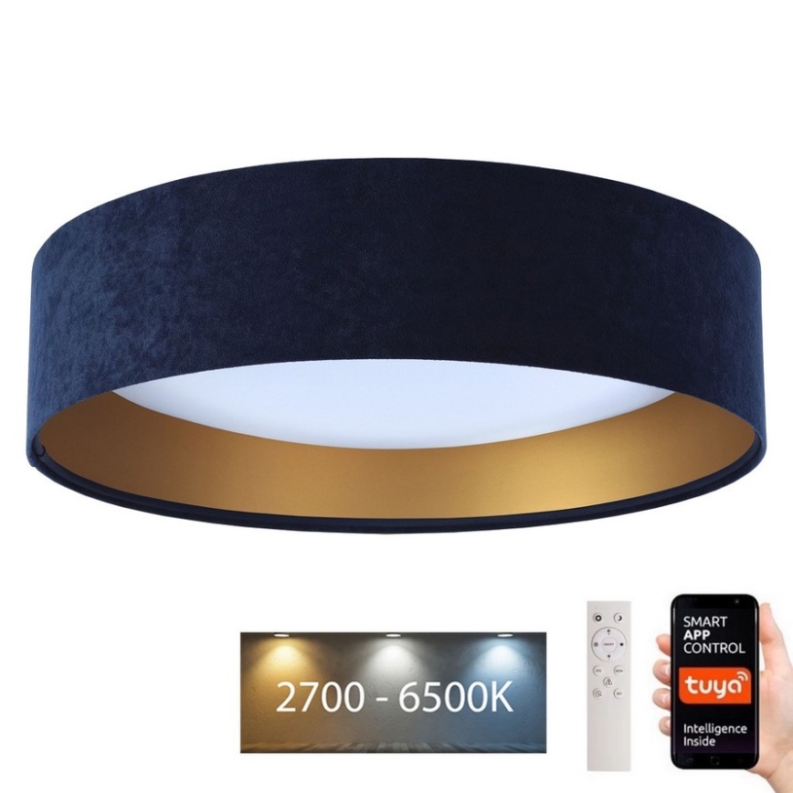 LED Zatemnitvena stropna svetilka SMART GALAXY LED/36W/230V pr. 55 cm 2700-6500K Wi-Fi Tuya modra/zlata + Daljinski upravljalnik