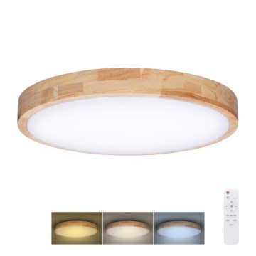 LED Zatemnitvena stropna svetilka SOLID OAK LED/48W/230V 3000-6500K hrast pr. 39 cm + Daljinski upravljalnik