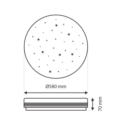 LED Zatemnitvena stropna svetilka VENTA LED/60W/230V 2700-6500K pr. 58 cm + Daljinski upravljalnik