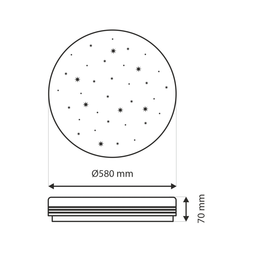 LED Zatemnitvena stropna svetilka VENTA LED/60W/230V 2700-6500K pr. 58 cm + Daljinski upravljalnik