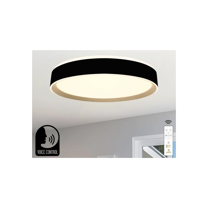 LED Zatemnitvena stropna svetilka z glasovnim nadzorom OPAL LED/48W/230V 2700-6500K črna + Daljinski upravljalnik