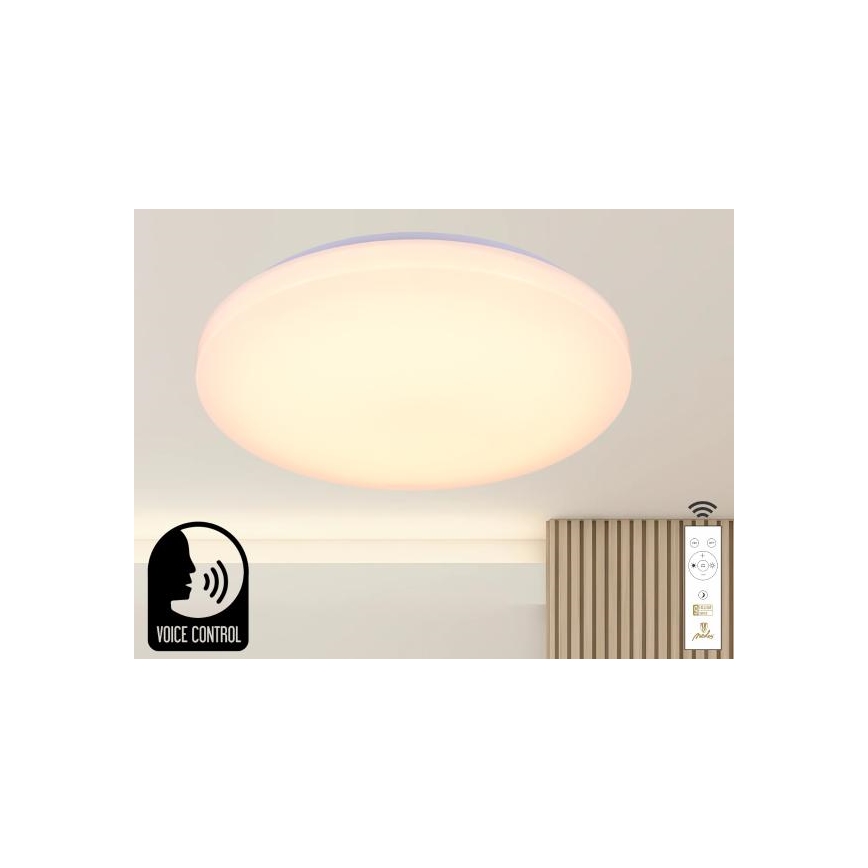 LED Zatemnitvena stropna svetilka z glasovnim nadzorom OPAL LED/48W/230V 2700-6500K bela + Daljinski upravljalnik