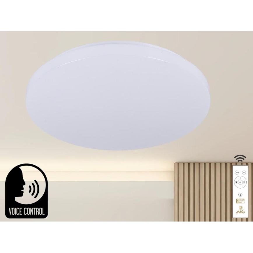 LED Zatemnitvena stropna svetilka z glasovnim nadzorom OPAL LED/48W/230V 2700-6500K bela + Daljinski upravljalnik