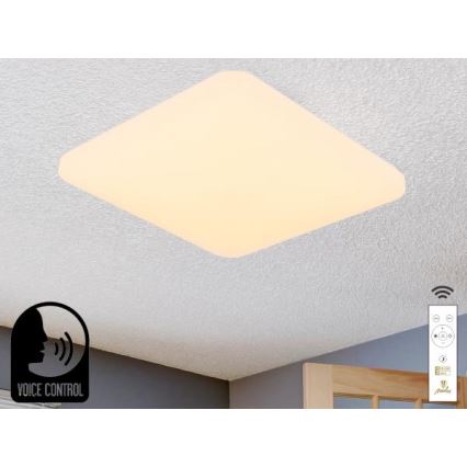 LED Zatemnitvena stropna svetilka z glasovnim nadzorom OPAL LED/48W/230V 2700-6500K bela + Daljinski upravljalnik