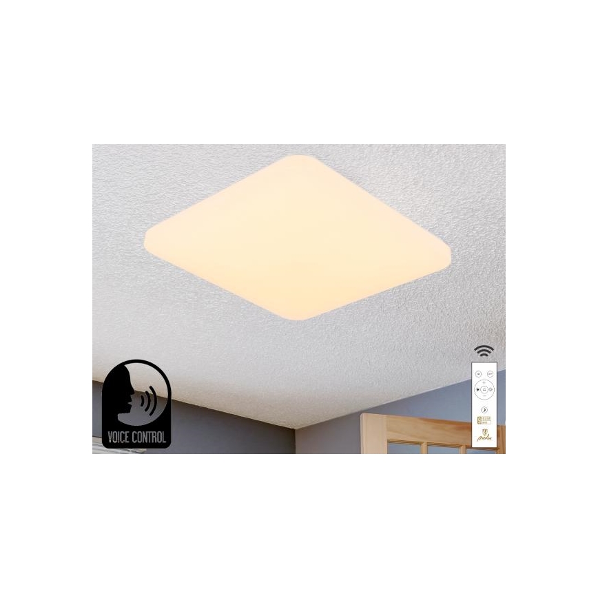 LED Zatemnitvena stropna svetilka z glasovnim nadzorom OPAL LED/48W/230V 2700-6500K bela + Daljinski upravljalnik