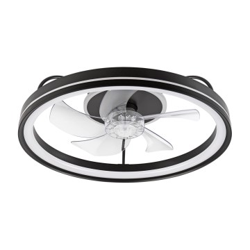 LED Zatemnitvena stropna svetilka z ventilatorjem FARGO LED/37W/230V črna + Daljinski upravljalnik