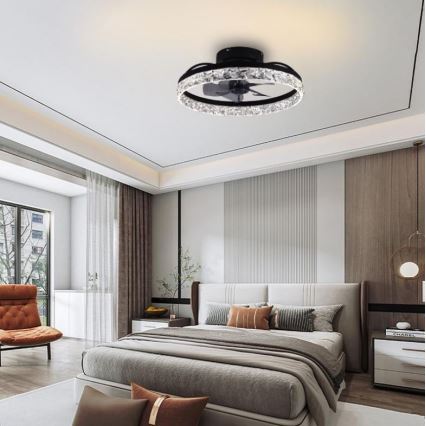 LED Zatemnitvena stropna svetilka z ventilatorjem LED/35W/230V 3000-6500K črna + Daljinski upravljalnik