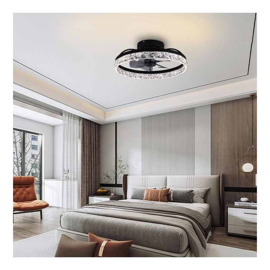 LED Zatemnitvena stropna svetilka z ventilatorjem LED/35W/230V 3000-6500K črna + Daljinski upravljalnik