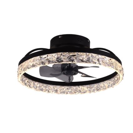 LED Zatemnitvena stropna svetilka z ventilatorjem LED/35W/230V 3000-6500K črna + Daljinski upravljalnik