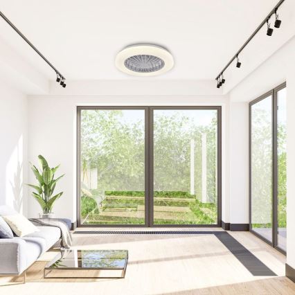 LED Zatemnitvena stropna svetilka z ventilatorjem LIBYA LED/48W/230V 3000-6500K bela + Daljinski upravljalnik