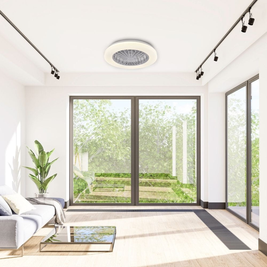 LED Zatemnitvena stropna svetilka z ventilatorjem LIBYA LED/48W/230V 3000-6500K bela + Daljinski upravljalnik