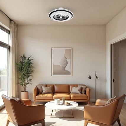 LED Zatemnitvena stropna svetilka z ventilatorjem ZEPHYR LED/48W/230V 3000-6000K črna + Daljinski upravljalnik