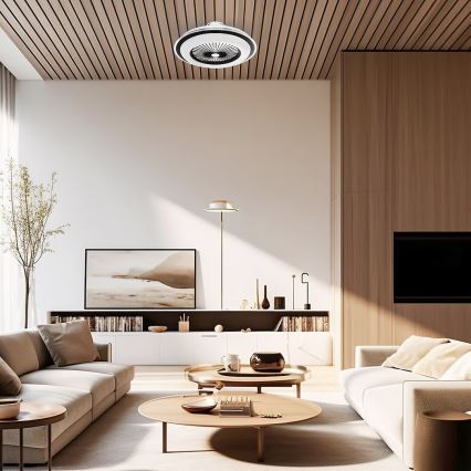 LED Zatemnitvena stropna svetilka z ventilatorjem ZEPHYR LED/48W/230V 3000-6000K črna + Daljinski upravljalnik