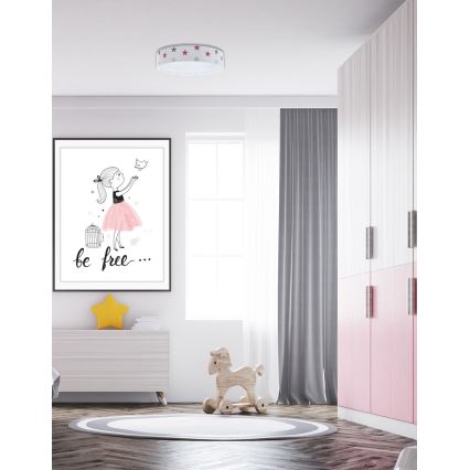 LED Zatemnitvena otroška stropna svetilka SMART GALAXY KIDS LED/24W/230V 3000-6500K zvezde bela/roza/siva + Daljinski upravljalnik