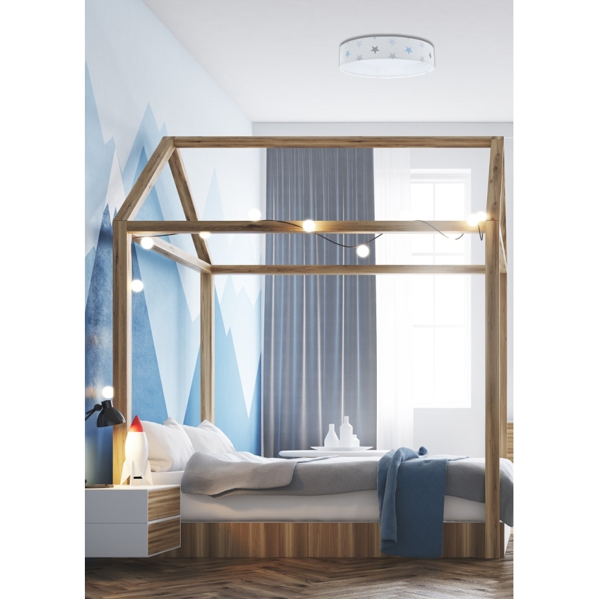 LED Zatemnitvena otroška stropna svetilka SMART GALAXY KIDS LED/24W/230V 3000-6500K zvezde bela/siva/modra + Daljinski upravljalnik