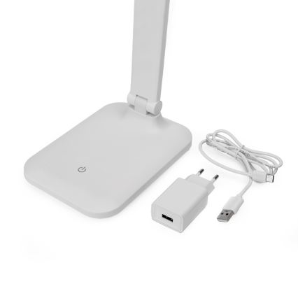 LED Zatemnitvena namizna svetilka na dotik z brezžičnim polnjenjem in USB priključkom REMUS LED/5W/230V bela