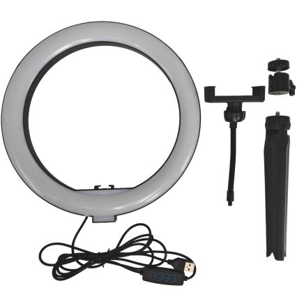 LED Zatemnitvena svetilka s stojalom in držalom za vlogging LED/10W/5V 2700-6500K