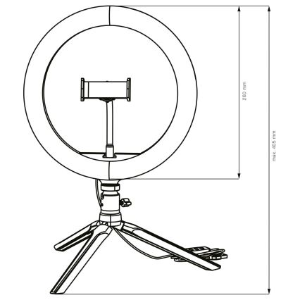 LED Zatemnitvena svetilka s stojalom in držalom za vlogging LED/10W/5V 2700-6500K