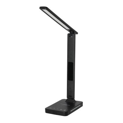 LED Zatemnitvena namizna svetilka z brezžičnim polnjenjem QI, zaslon in USB port LED/7W/230V 3000-6000K črna