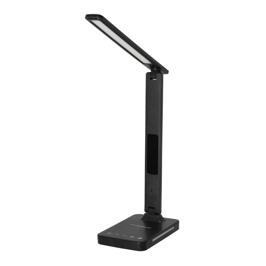 LED Zatemnitvena namizna svetilka z brezžičnim polnjenjem QI, zaslon in USB port LED/7W/230V 3000-6000K črna