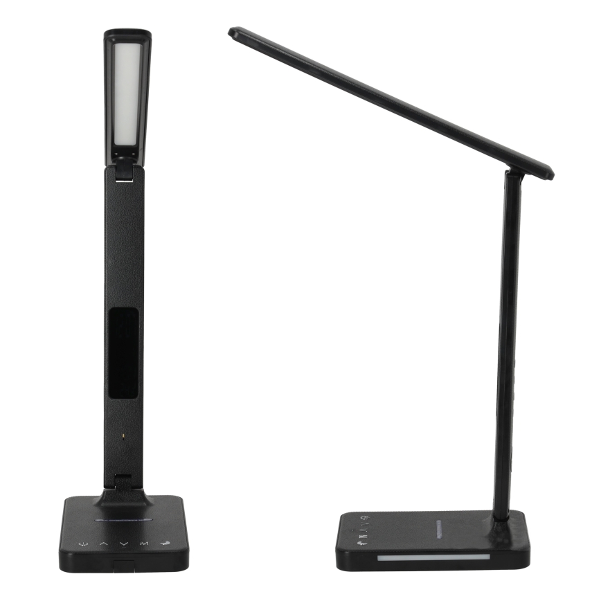 LED Zatemnitvena namizna svetilka z brezžičnim polnjenjem QI, zaslon in USB port LED/7W/230V 3000-6000K črna