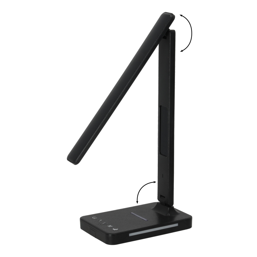 LED Zatemnitvena namizna svetilka z brezžičnim polnjenjem QI, zaslon in USB port LED/7W/230V 3000-6000K črna