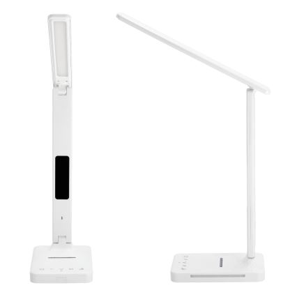 LED Zatemnitvena namizna svetilka z brezžičnim polnjenjem QI, zaslon in USB port LED/7W/230V 3000-6000K bela