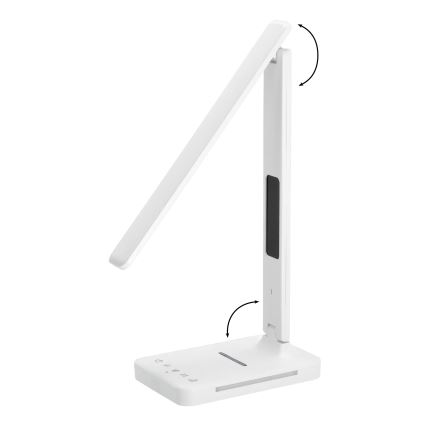 LED Zatemnitvena namizna svetilka z brezžičnim polnjenjem QI, zaslon in USB port LED/7W/230V 3000-6000K bela