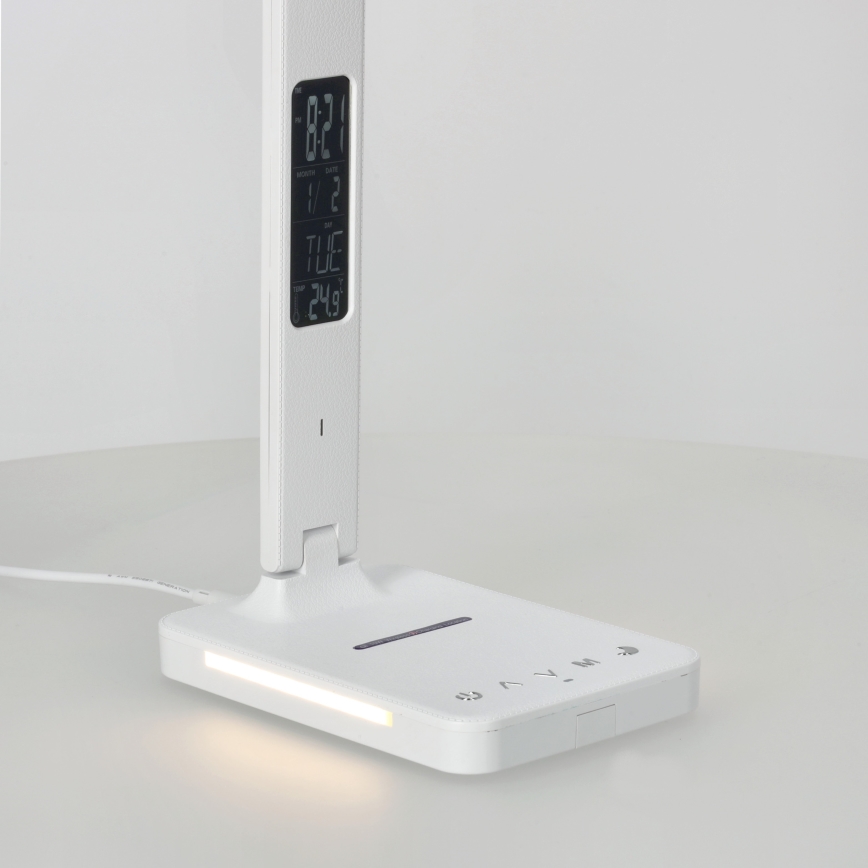 LED Zatemnitvena namizna svetilka z brezžičnim polnjenjem QI, zaslon in USB port LED/7W/230V 3000-6000K bela