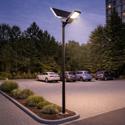 LED ulična svetilka z možnostjo zatemnitve, s senzorjem in sončno ploščo KOBRA LED/400W/3,2V 24000 mAh IP65 antracit + daljinski upravljalnik
