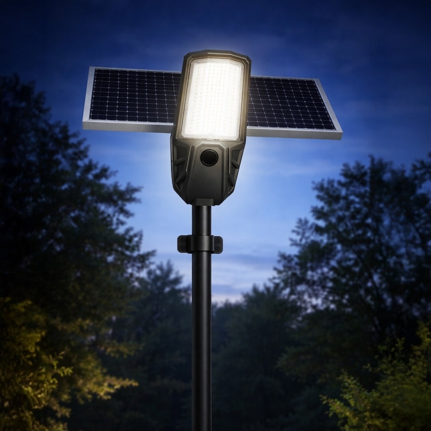 LED ulična svetilka z možnostjo zatemnitve, s senzorjem in sončno ploščo KOBRA LED/400W/3,2V 24000 mAh IP65 antracit + daljinski upravljalnik