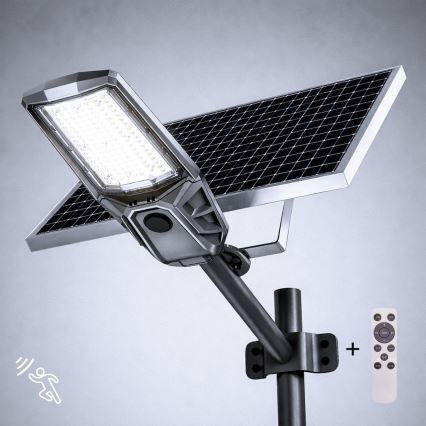 LED ulična svetilka z možnostjo zatemnitve, s senzorjem in sončno ploščo KOBRA LED/400W/3,2V 24000 mAh IP65 antracit + daljinski upravljalnik